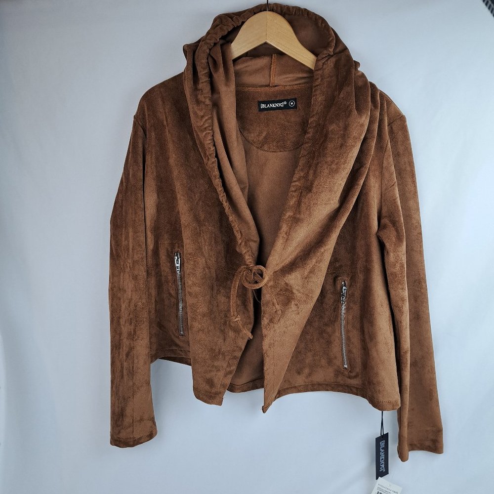 BlankNYC Faux Suede Drawstring Hooded Jacket Size M